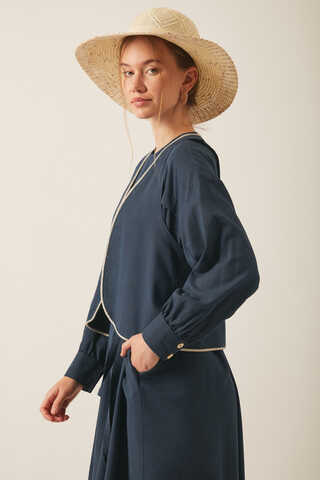 Kayra Yelekli Elbise Takım Lacivert - 7