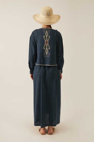 Kayra Yelekli Elbise Takım Lacivert - 8