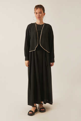 Kayra Yelekli Elbise Takım Siyah - 6