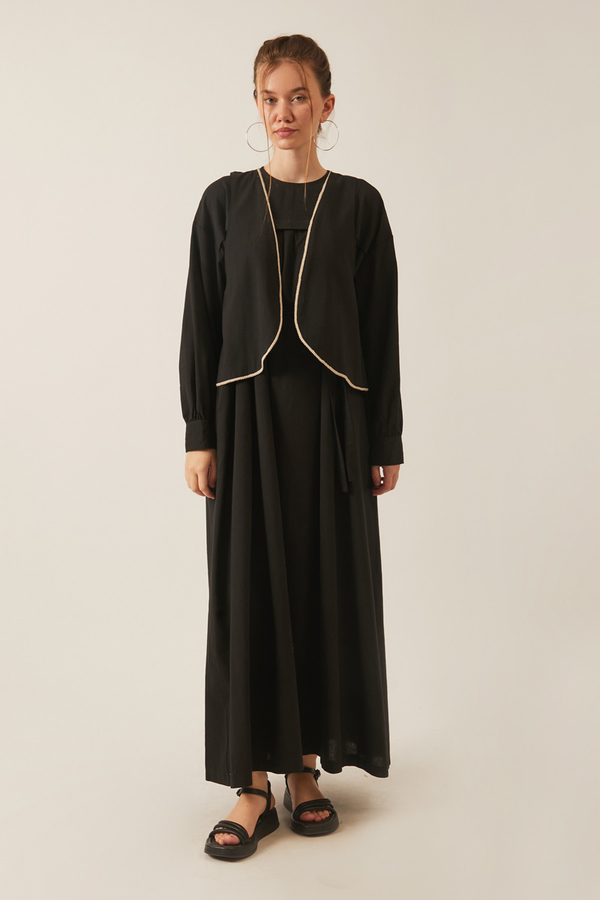 Kayra Yelekli Elbise Takım Siyah - 6