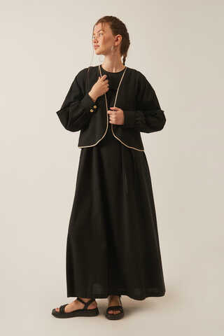 Kayra Yelekli Elbise Takım Siyah - 1