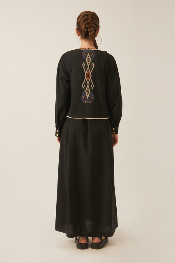 Kayra Yelekli Elbise Takım Siyah - 8