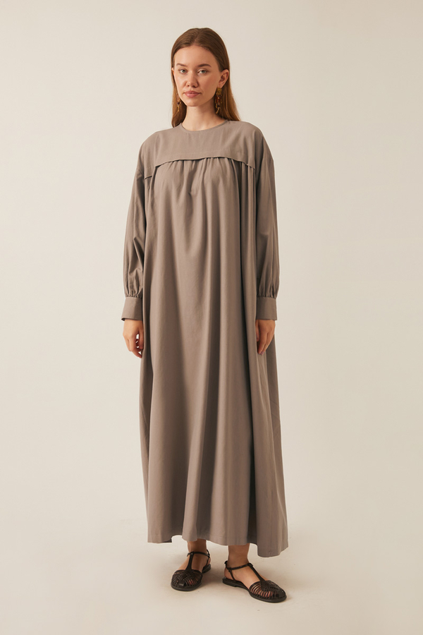 Kayra Yelekli Elbise Takım Vizon - 2