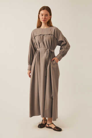 Kayra Yelekli Elbise Takım Vizon - 3