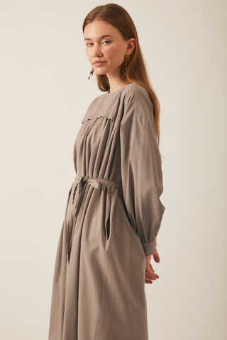 Kayra Yelekli Elbise Takım Vizon - 4