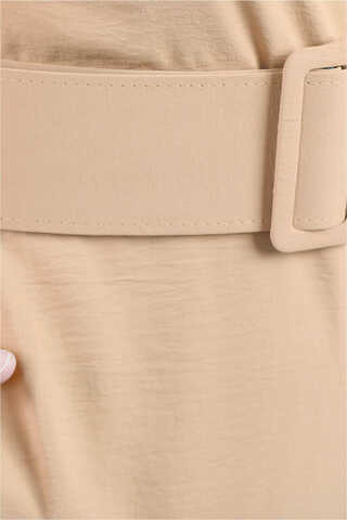 Belted Plain Jumpsuit Camel - 4