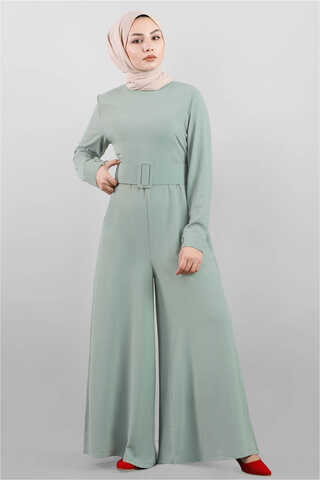 Belted Plain Jumpsuit Mint - 2