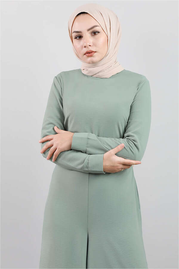 Belted Plain Jumpsuit Mint - 4