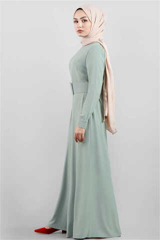 Belted Plain Jumpsuit Mint - 3