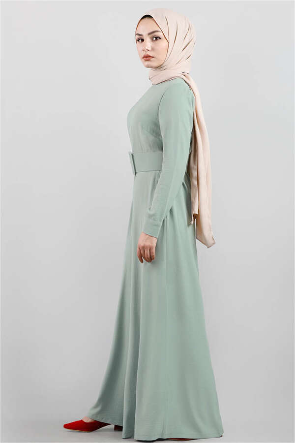 Belted Plain Jumpsuit Mint - 3