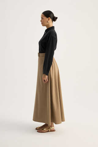 Kemerli Keten Etek Camel - 5