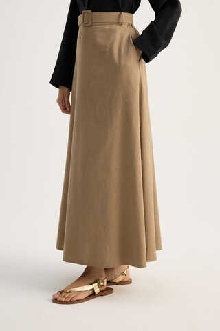 Kemerli Keten Etek Camel - 2