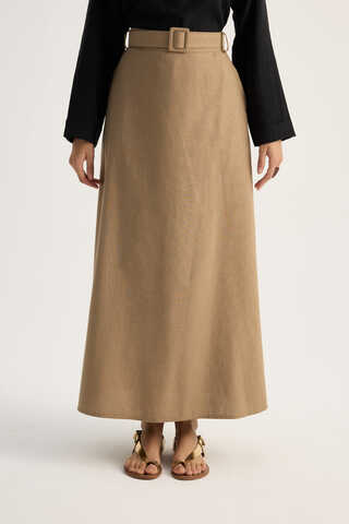 Kemerli Keten Etek Camel - 6