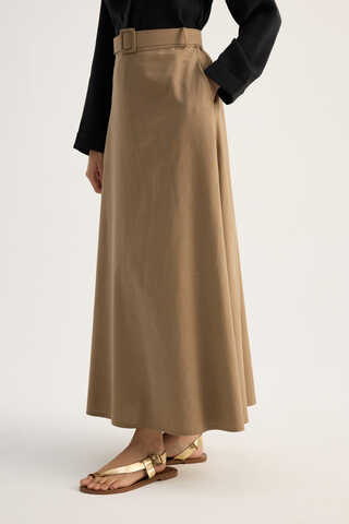 Kemerli Keten Etek Camel - 4