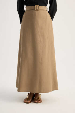 Kemerli Keten Etek Camel - 8