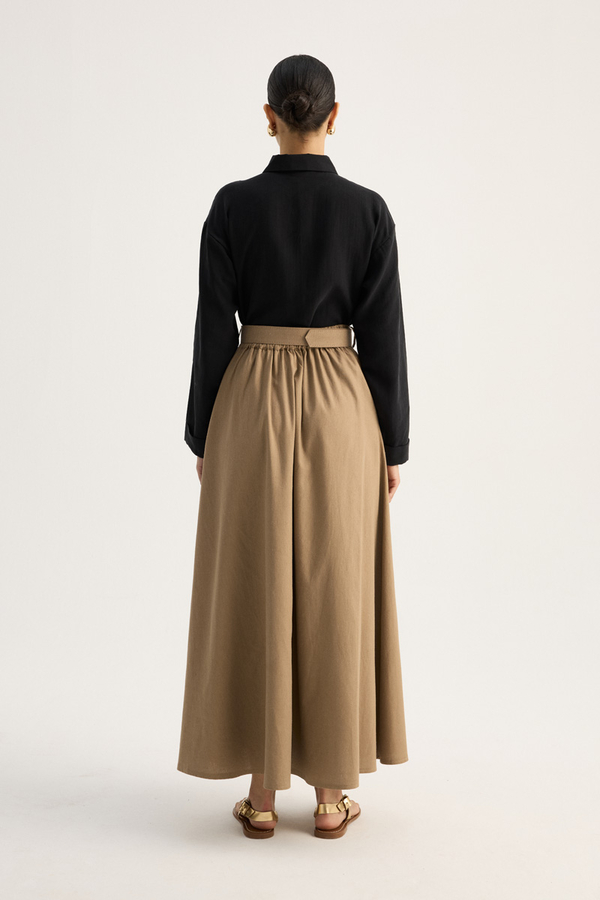 Kemerli Keten Etek Camel - 9