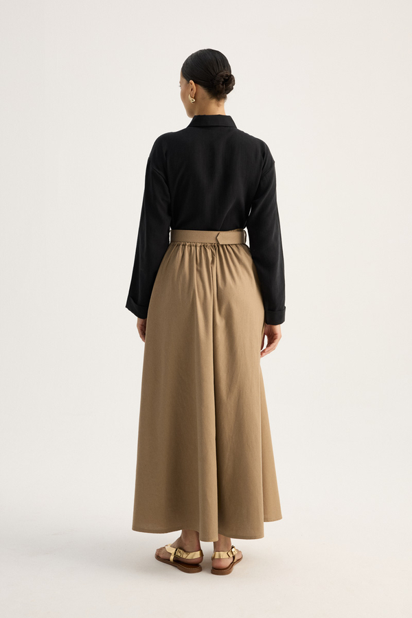 Kemerli Keten Etek Camel - 10