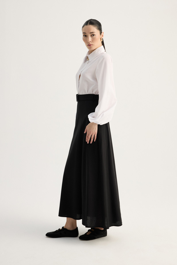 Kemerli Keten Etek Siyah - 6