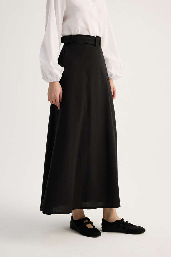 Kemerli Keten Etek Siyah - 10