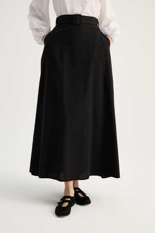 Kemerli Keten Etek Siyah - 2