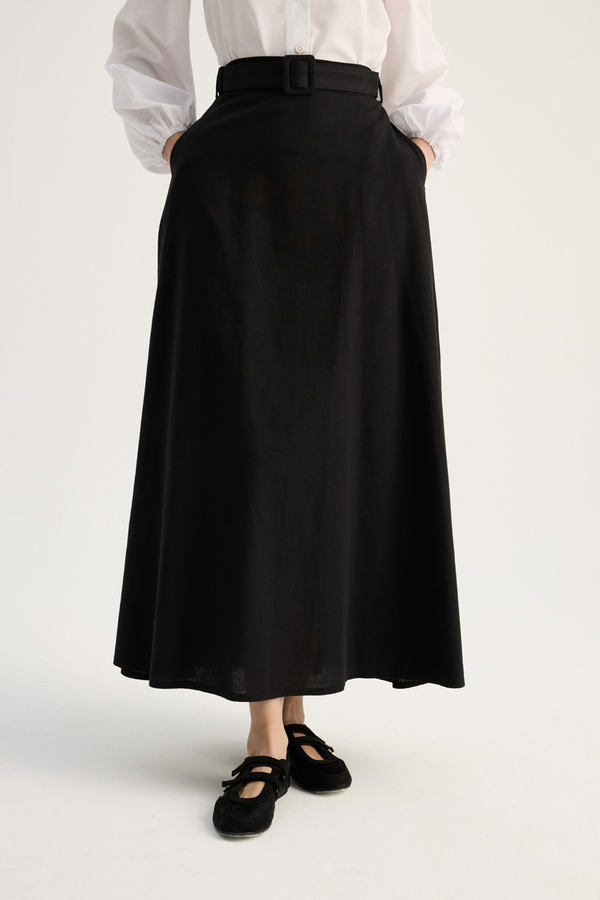 Kemerli Keten Etek Siyah - 2