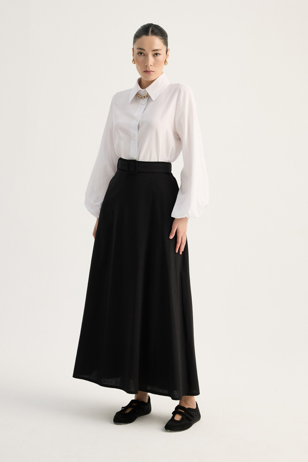 Kemerli Keten Etek Siyah - 3