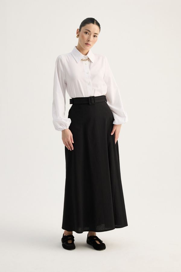 Kemerli Keten Etek Siyah - 4