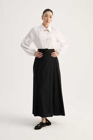 Kemerli Keten Etek Siyah - 5