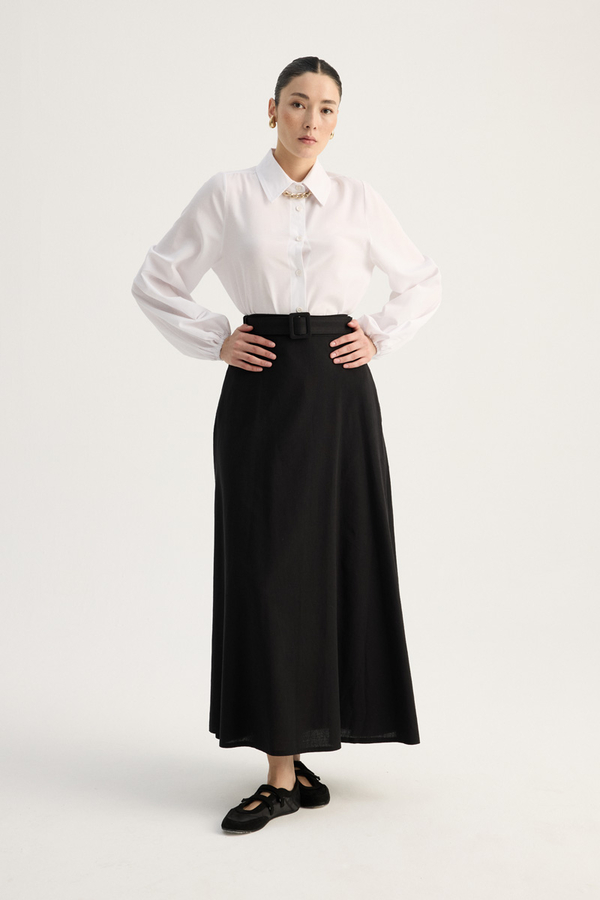 Kemerli Keten Etek Siyah - 5