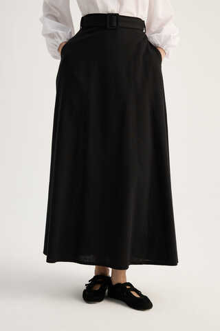 Kemerli Keten Etek Siyah - 12