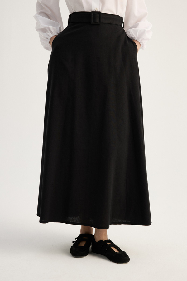 Kemerli Keten Etek Siyah - 12