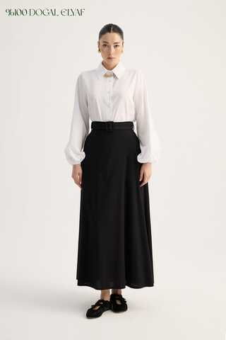 Kemerli Keten Etek Siyah - 1