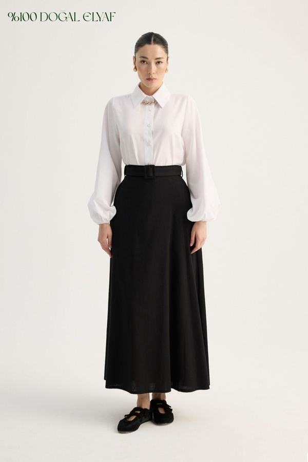 Kemerli Keten Etek Siyah 