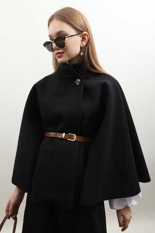 Kemerli Kısa Panço Siyah - 6