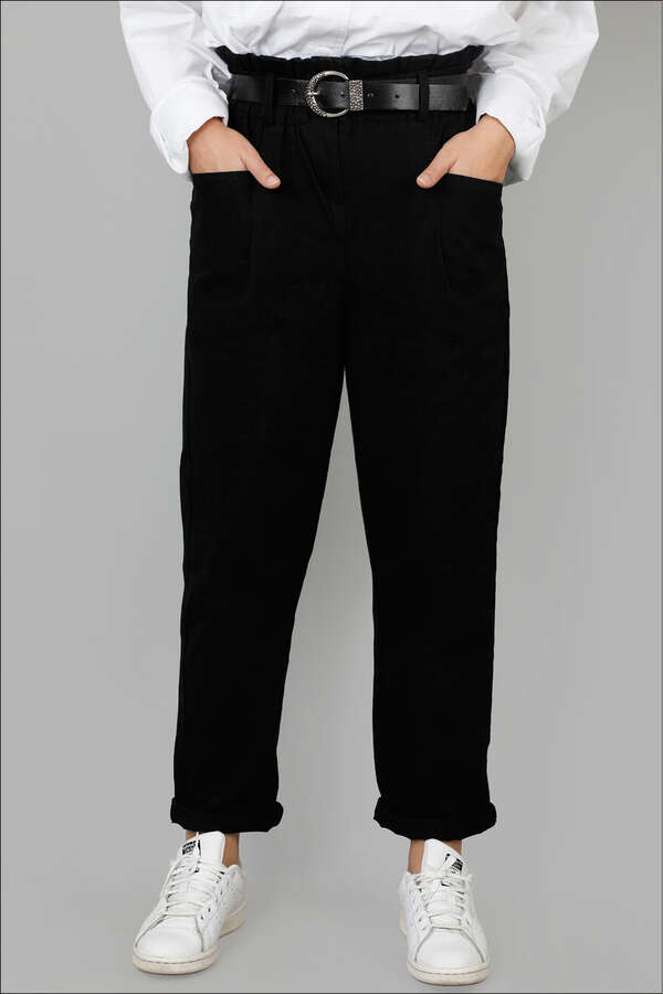 Kemerli Pantolon Siyah - 1
