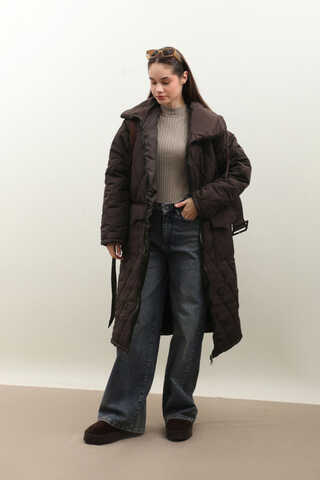 Kemerli Şişme Mont Acı Kahve - 1