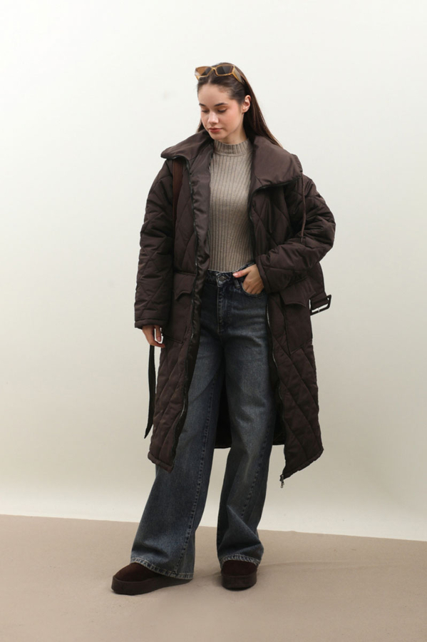 Kemerli Şişme Mont Acı Kahve - 1