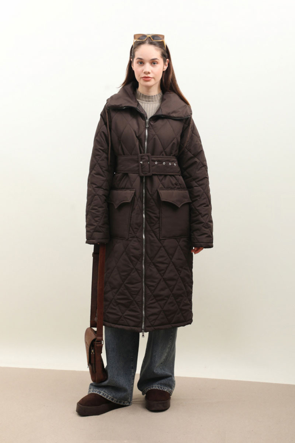 Kemerli Şişme Mont Acı Kahve - 5