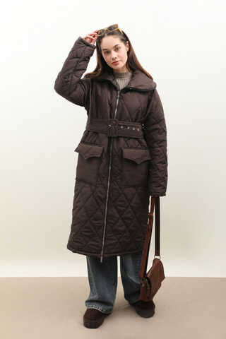 Kemerli Şişme Mont Acı Kahve - 6