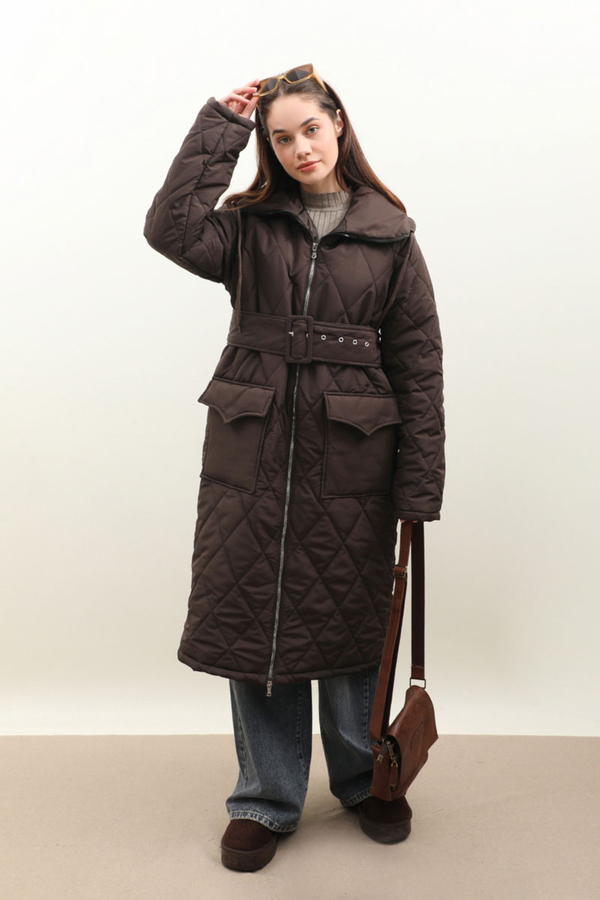 Kemerli Şişme Mont Acı Kahve - 6