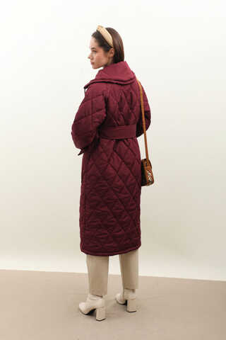 Kemerli Şişme Mont Bordo - 11