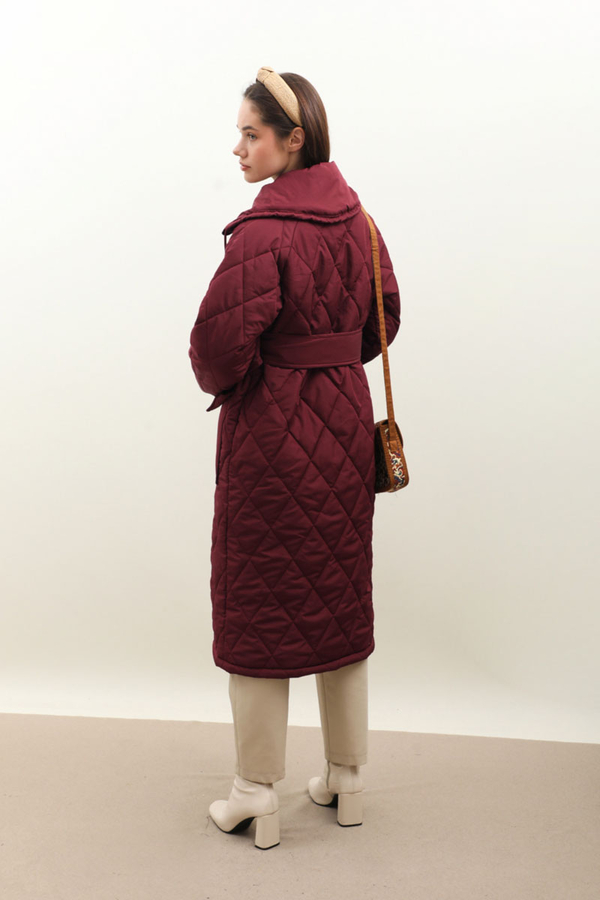 Kemerli Şişme Mont Bordo - 11