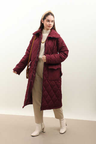 Kemerli Şişme Mont Bordo - 2