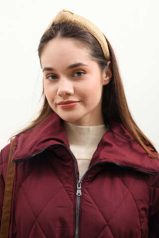 Kemerli Şişme Mont Bordo - 8