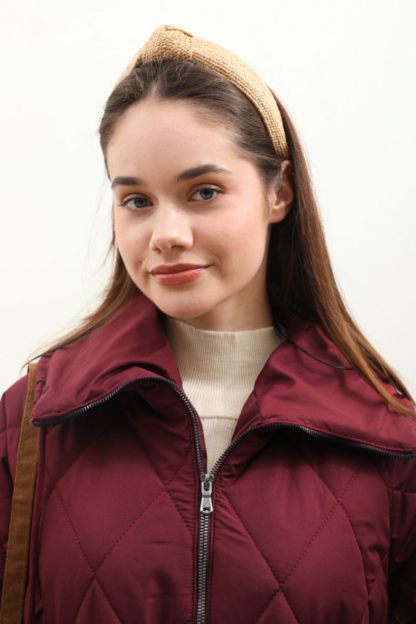 Kemerli Şişme Mont Bordo - 8