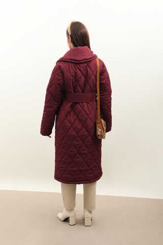 Kemerli Şişme Mont Bordo - 10