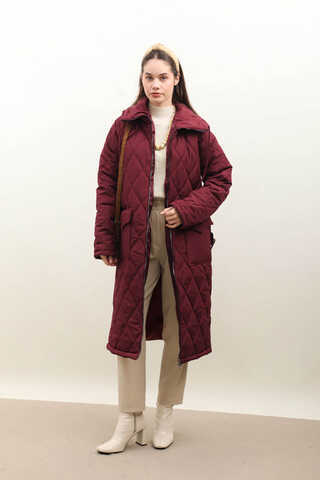 Kemerli Şişme Mont Bordo - 1