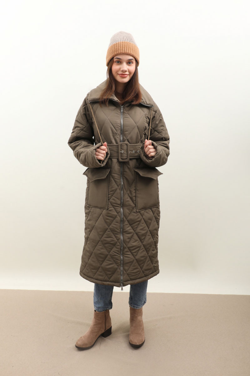 Kemerli Şişme Mont Haki