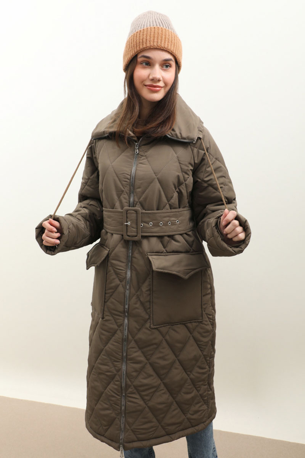 Kemerli Şişme Mont Haki - 2