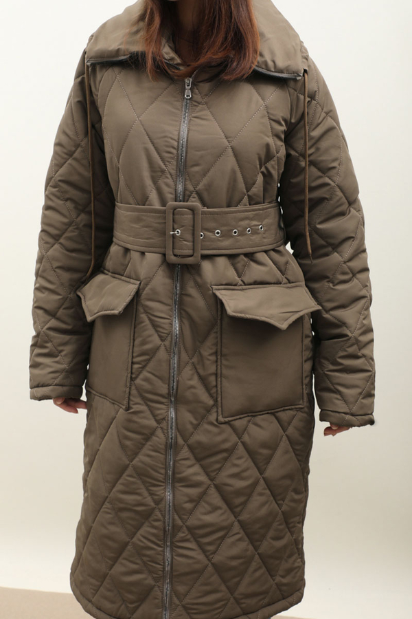 Kemerli Şişme Mont Haki - 5